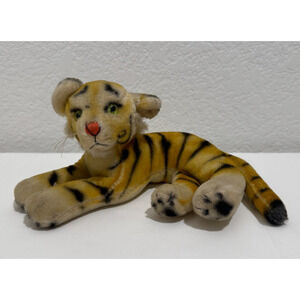 VINTAGE 1960’s R. DAKIN & Co. Dream Pets Mohair 9” Tiger Plush Toy Made in Japan